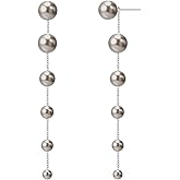 Vetieeimo Long Shell Pearl Dangle Earrings for Women Bridal Wedding Prom Elegant Drop Earrings Jewelry Gift