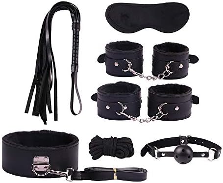 happinesssale Bundled Binding Set Leather 7 Pcs Cosplay Toy as A Gift for Couples in Passionate Bedroom
