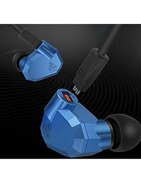 KZ ZS5 Quad Driver, audífonos con sistema de extra graves de alta fidelidad, sin micrófono, con cable desmontable., Azul metálico