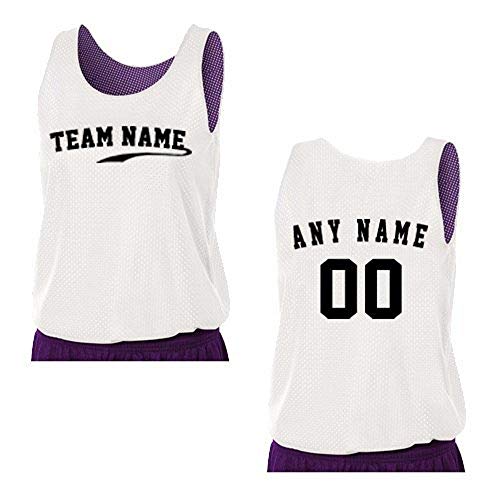 Purple/White Ladies Large Reversible Custom (Front and/or Back) Tank Uniform Jersey Top