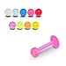10 Pieces Pack Mix Color Fancy UV Glow in the Dark Balls with 16Gauge(1.2mm) - 3/8" 10mm) Length UV Flexible Lip Labret - Tragus Bar