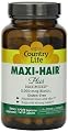 Country Life Maxi Hair Plus 5,000 mcg Biotin 120 VegiCaps ( Mega Pack of 3)