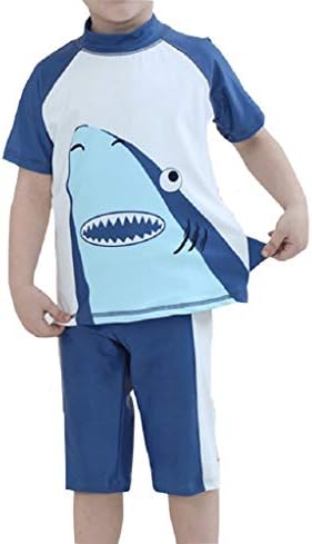 Kxrzu Baby Wetsuit 3 Pcs/Set Children's Short Split Swimsuits Kids Shark Patterns Sunscreen Wetsuit Water Sports(White)