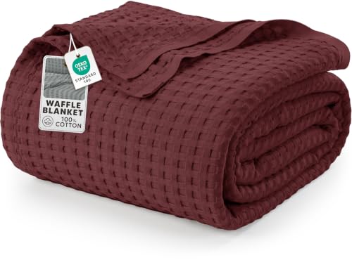 Utopia Bedding 100% Baumwolle Waffeldecke Kuschedecke 300 GSM (Bordeaux - 228 x 182 cm) weiche leichte, atmungsaktive tagesdecke, Sofa & Couch ueberwurf fuer alle Jahreszeiten