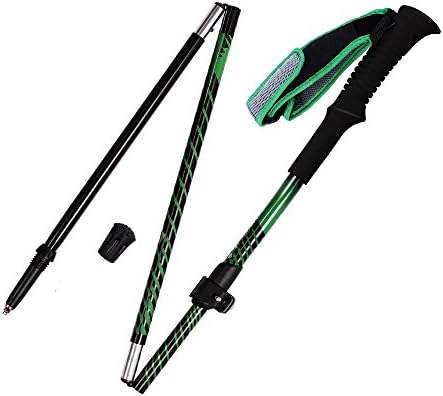 YOURJOY Folding Trekking Pole Telescopic Collapsible Stick Ultralight Adjustable Alpenstocks with Flip-Lock &amp; EVA Foam Handle,for Travel Hiking Climbing Backpacking Walking
