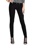 GUESS Women's Mid-Rise Power Curvy Jeans with Black Silicone Rinse