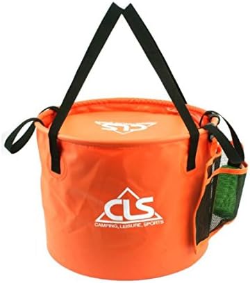 30L Collapsible Folding Water Bucket With Inside Mesh Bucket, Side Mesh Bag And Bottle