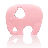 AILAMS Elephant Baby Teether Ring,Food Grade Silicone BPA Free FDA Approved,Toddlers Teething Toy (Pink)