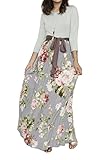 Valphsio Womens Long Sleeve Floral Maxi Dresses Tie Waist Crewneck Boho Long Dress