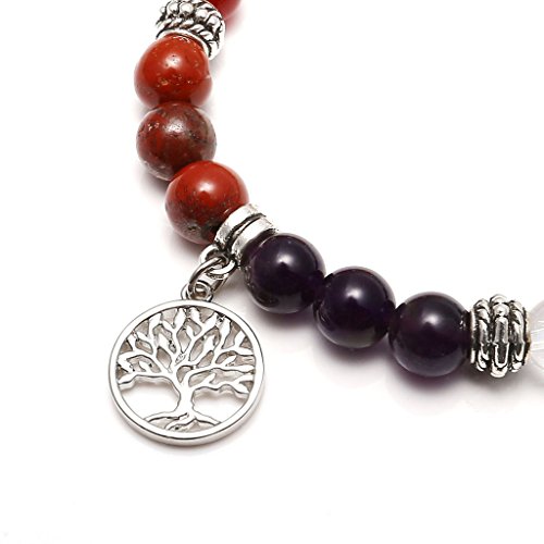 Jovivi-7-Chakras-Yoga-Meditation-Healing-Balancing-Round-Stone-Beads-Stretch-Bracelet-with-Tree-of-LifeLotusOM-Symbol-Charm