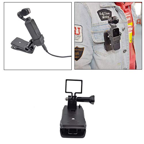 Portable Expansion 1/4 inch Screw Adapter Bracket + Clip for DJI Osmo Pocket Handheld Gimbal Stabilizer (Black)