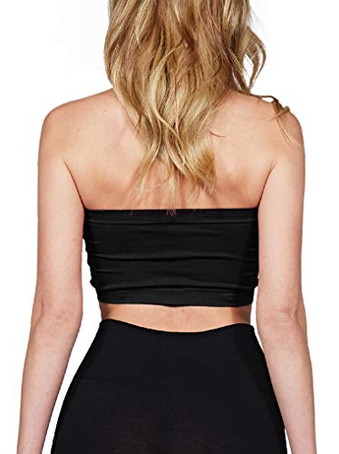 Luna Flower Women's Everyday Strapless Fair Bra Tops - with Removable Pads - Plus Black Free (GBRW023) - Thumbnail 2
