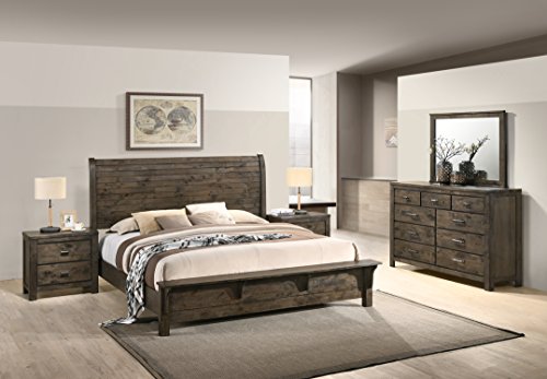 Pavita Sleigh King Bed with Dresser, Mirror, 2 Night Stands
