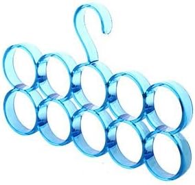 Interbusiness 10 Circles Scarf Holder Organization Towel Hanger, Blue