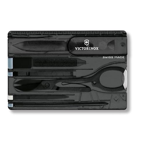 Victorinox Swiss Card Classic, Multitool Kartenmesser, Taschenmesser in Kreditkartenformat, 10 Funktionen, Spitzklinge, Schere, Schwarz