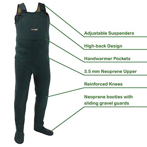 Frogg Toggs Amphib Neoprene Stockingfoot Chest Wader, Forest Green, Size Large