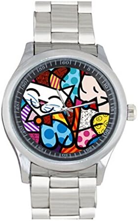 Custom Romero Britto Metal Watch Stainless Steel Sport Wristwatch