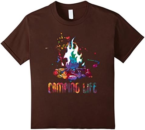 unisex-child Camping Life Rainbow Poly Watercolor Bright Splatter Shirt 12 Brown