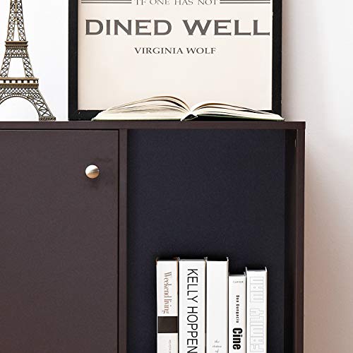 image for DlandHome Bookcase, 2-Door & 2-Cube, Modern Floor Utility Storage Cabi