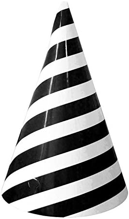 SeasonC Stripe Party Hats Party Supplies 8.5''H BLACK