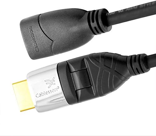 Cablesson Ivuna Flex Plus 0.5 ft / 0.2m High Speed HDMI Extension Cable (HDMI Type A, HDMI 2.1/2.0b/2.0a/2.0/1.4) - 4K, 3D, UHD, ARC, Full HD, Ultra HD, 2160p, HDRSwiveling and Rotating Connectors Black
