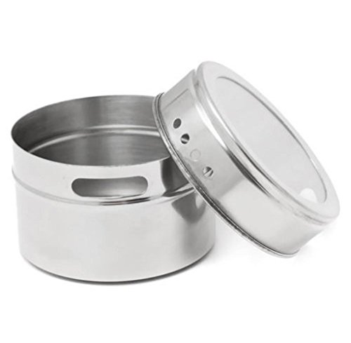 Kinglory Stainless Steel Magnetic Spice Storage Jar Tins Container With Rack Holder (Silver)