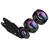 ANGFLY 3 in 1 Phone Camera Lens, Universal 138°HD Wide Angle +15X Macro Lens + 230°Fisheye Lens for iPhone x/8, 7 Plus/7/6s Plus/6s/Samsung, Tablets and More