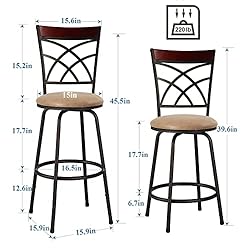 VECELO Barstools, Adjustable Counter Stools, Steel