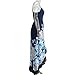 Amiley Summer Sexy deep V-Neck Women Summer Boho Long Maxi Party Cocktail Empire Dress Beach Swimming Pool Sundress (L, Blue)