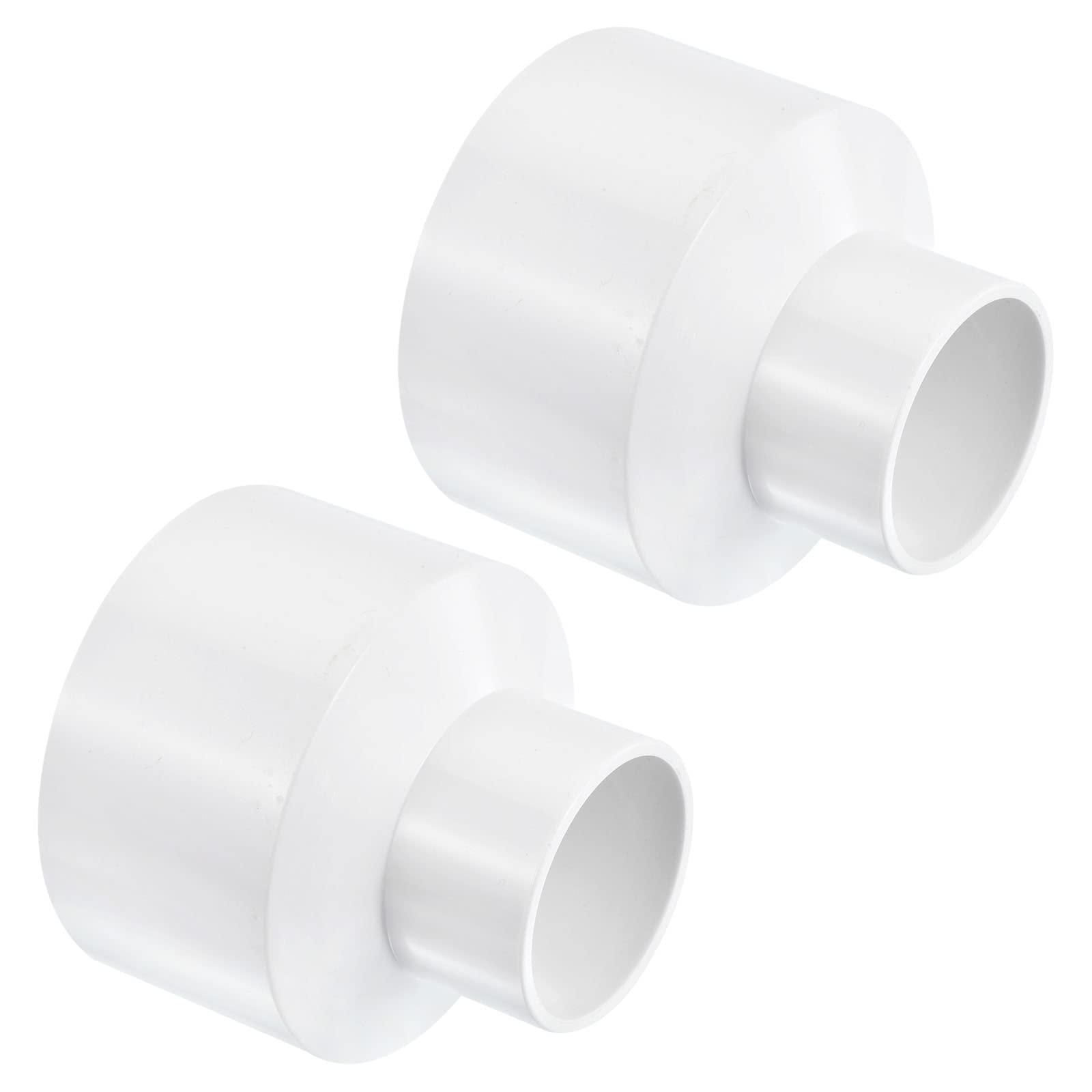 PATIKIL PVC Reducer Pipe Fitting 90mm to 50mm ID, 2 Pack Straight Coupling Adapter Connector, White — image 1