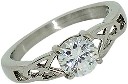 birthstonerings4uBirthstone Ring~April~Stainless Steel~Celtic~Cubic Zirconia CZ~Diamond~Clear Crystal~Mother's Ring~Fashion Ring~Women's Jewelry~Children's Jewelry