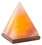 Hand Crafted HemingWeigh Natural Himalayan Rock Salt Lamp Pyramid Shape with Wood Base