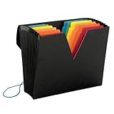 Smead ColorVue  Expanding File with SuperTab, Blank Oversized Tabs, 13 Pockets, Flap and Elastic Cord Closure, Letter Size, Black (70722)