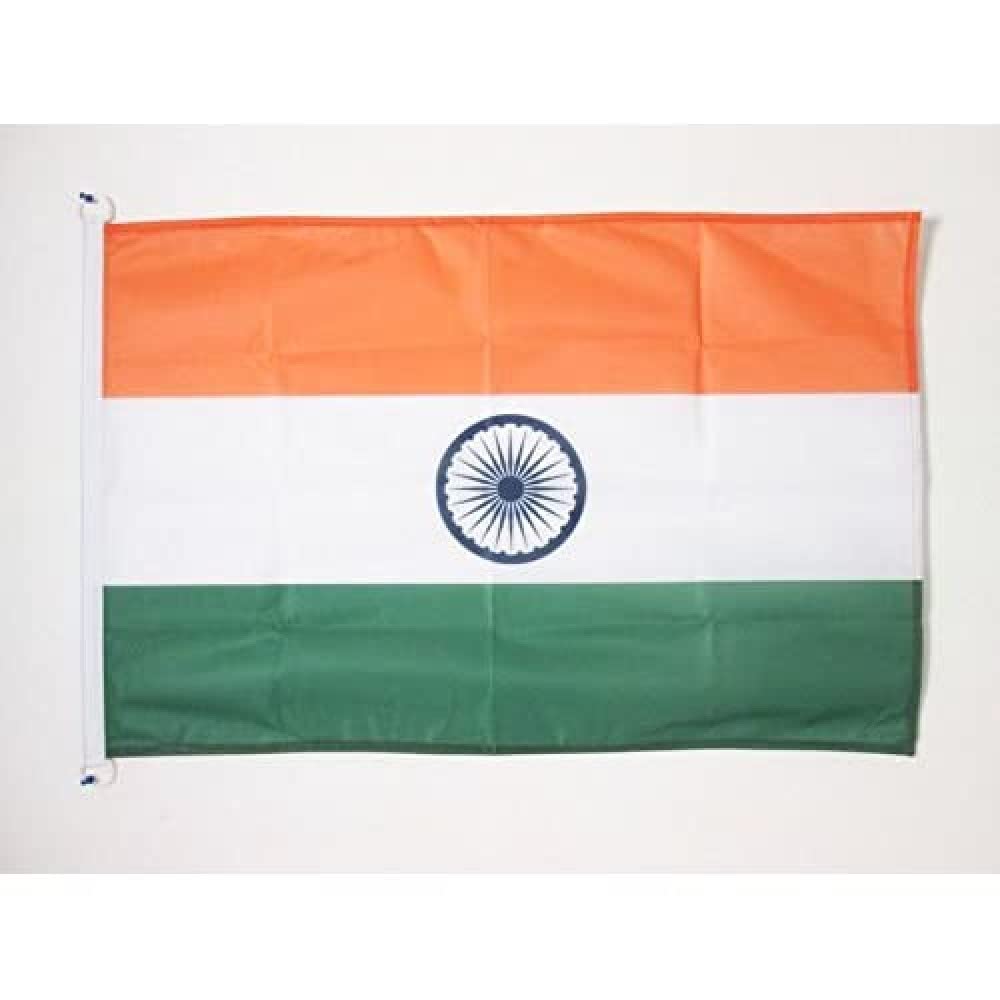 AZ FLAG - India Nautical Flag - 18'' x 12'' - For Outdoor and Boat - Indian Banner Knitted Polyester with Two Plastic Rings - Vivid Colors - 12x18 in - 45x30 Cm
