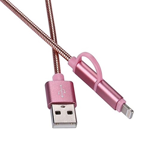 Mobile Phone USB Two-in-one Metal Nylon Knitted Data Cable IOS and Android Data Cable