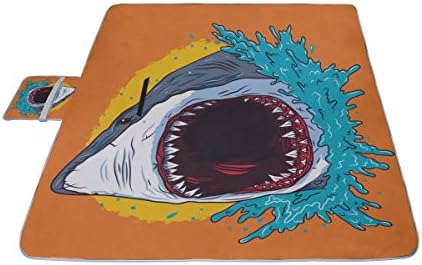AGIRL Big Swimming Shark In The Sea Picnic Mat 57''x59''(140cmx150cm) Picnic Blanket Beach Mat With Waterproof For Kids Picnic Beaches And Outdoor Folded Bag