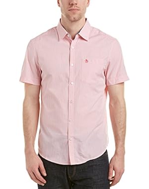 Mens Gingham Heritage Slim Fit Woven Shirt, S, Pink