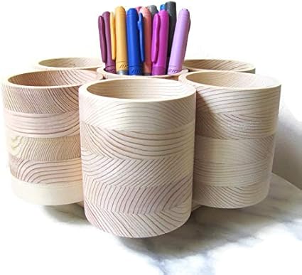 Amazon Com Studio Pro Rotating Colored Marker Storage Wooden Desktop Colored Pencil Holder Organizer For 175 Large Barrel Colored Markers Gel Pens Arts Crafts Sewing