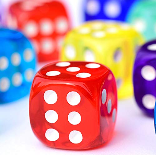 image for ialnal 50-Pack Translucent & Solid 6-Sided Game Dice 5 Sets of Vintage