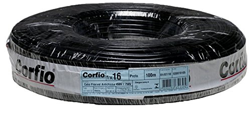 Cabo Flexível 16,0 mm Preto Corfio com 100 m