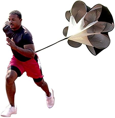 Resistance Running Parachute by Maxzola - Speed Training Chute 56inch Adjustable Speed Training Equipment Running Parachute (Black)