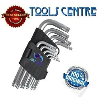 TOOLSCENTRE 9-Pieces Torx/Star Allen Key Set with Hole (T10 - T50)