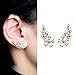 EVERU Pair Women's Bling Crystal Rose Gold Plated Flower Earrings Pierced Wrap Ear Cuff Stud Earrings