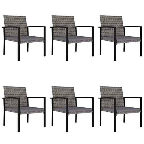 Tidyard 7-TLG. Sitzgruppe Sitzgarnitur Gartengarnitur Gartenset Gartenmöbel Esstisch Gartentisch Gartenstuhl Tisch Stühle Poly Rattan Grau – Bild 3
