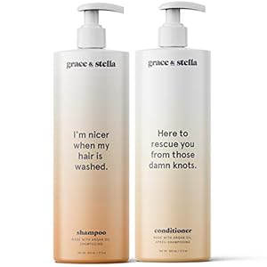 Grace-Stella-Argan-Oil-Shampoo-Conditioner-Set-Vegan-Cruelty-Free-Sulfate-Free-Paraben-Free-Silicone-Free-Shampoo-and-Conditioner-For-Healthy-Hair-17-fl-oz-x-2 Argan Oil Shampoo And Conditioner Set (17oz x2) - Shampoo And Conditioner - Cruelty-Free Vegan Hair Conditioner…