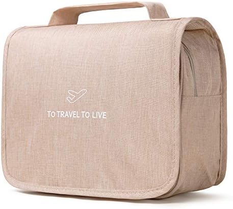 Toiletry Bag for Women and Men-Travel Hanging Cosmetic Bag Bathroom and Shower Organizer Kit Travel Accessories Gift-Khaki