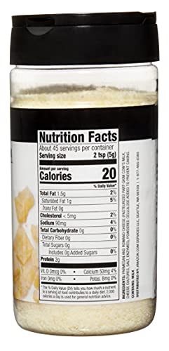 AMAZON BRAND – HAPPY BELLY GRATED PARMESAN AND ROMANO CHEESE SHAKER, 8 OUNCE (PACK OF 1)