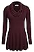 Ninedaily Women Thin Tops Long Sleeve Cowl Neck Tunic Blouse Wine XXL