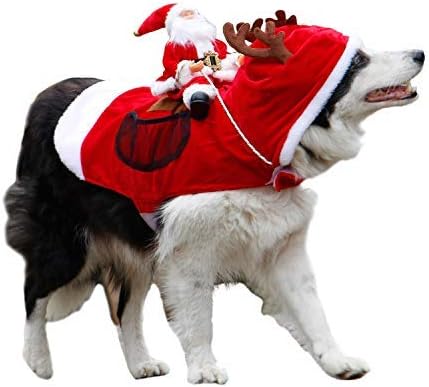Royal Wise Running Santa Christmas Pet Costumes,Santa Dog Costume Dog Apparel Party Dressing up Clothing for Small Large Dogs Cats Clothes Pet Outfit