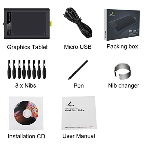 Digital Drawing Tablet Pad, Acepen AP1060 10x6.25in USB Graphics Tablets with Battery-Free Passive Stylus for Artists & Animation & Illustrator & Painting
